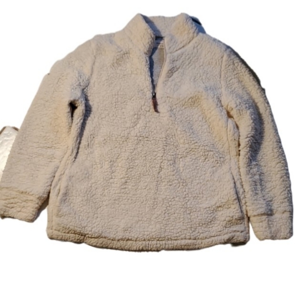Weatherproof Sweater Womens Size L sherpa sweater pullover top zip White Cream